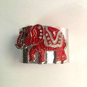 Elephant silver cuff bracelet
